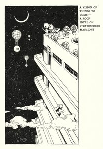 Wizja rzeczy, które nadejdą, sielanka na dachu w rezydencjach stratosfery (lito) autorstwa William Heath Robinson