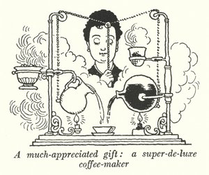 Bardzo ceniony prezent, ekspres do kawy super-de-luxe (lito) autorstwa William Heath Robinson