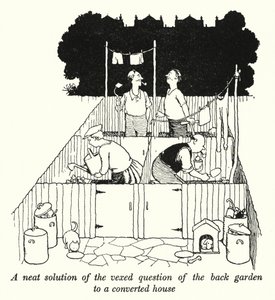 Zgrabne rozwiązanie nieznośnej kwestii ogrodu na tyłach przebudowanego domu (litos) autorstwa William Heath Robinson