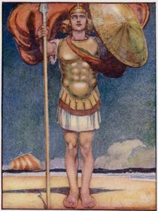 Achilles, najszybszy w nogach i najodważniejszy ze wszystkich greckich bohaterów (kolor lito) autorstwa William Heath Robinson