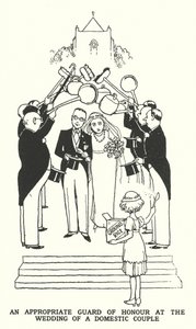 Właściwa Straż Honorowa na weselu pary domowej (lito) autorstwa William Heath Robinson