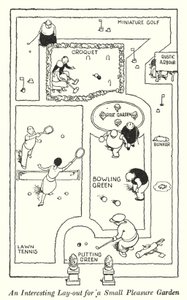 Ciekawy układ dla małego ogrodu przyjemności (lito) autorstwa William Heath Robinson