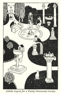 Artystyczny układ ogrodu czysto ozdobnego (lito) autorstwa William Heath Robinson