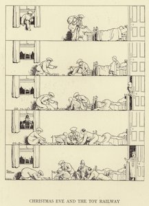 Wigilia i kolejka do zabawy autorstwa William Heath Robinson