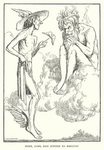 Chodź, chodź, powiedział Jowisz do Merkurego (lito) autorstwa William Heath Robinson