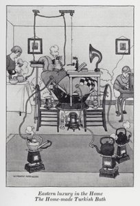 Wschodni luksus w domu, Domowa łaźnia turecka (lito) autorstwa William Heath Robinson