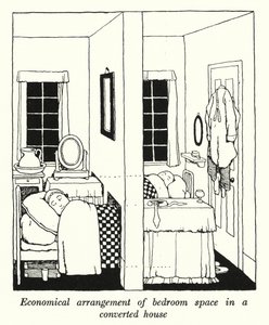 Ekonomiczna aranżacja przestrzeni sypialnej w zaadaptowanym domu (lito) autorstwa William Heath Robinson