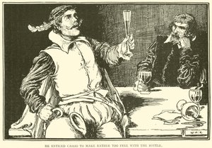 Skłonił Cassio, żeby zrobił sobie trochę za darmo z butelką autorstwa William Heath Robinson