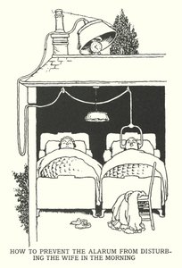 Jak zapobiec niepokojeniu żony rano przez alarum (lito) autorstwa William Heath Robinson