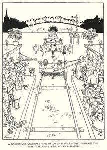 Ilustracja do Ribaldry na kolei autorstwa W Heatha Robinsona (lito) autorstwa William Heath Robinson