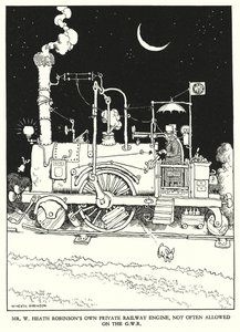 Ilustracja do Ribaldry na kolei autorstwa W Heatha Robinsona (lito) autorstwa William Heath Robinson
