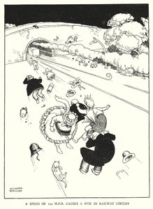 Ilustracja do Ribaldry na kolei autorstwa W Heatha Robinsona (lito) autorstwa William Heath Robinson
