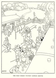 Ilustracja do Ribaldry na kolei autorstwa W Heatha Robinsona (lito) autorstwa William Heath Robinson