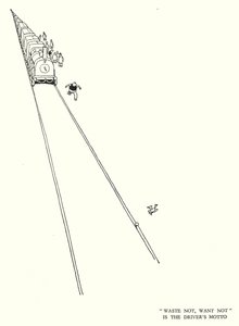 Ilustracja do Ribaldry na kolei autorstwa W. Heatha Robinsona (lito) autorstwa William Heath Robinson
