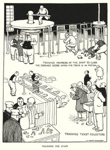 Ilustracja do Ribaldry na kolei autorstwa W. Heatha Robinsona (lito) autorstwa William Heath Robinson