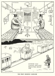 Ilustracja do Ribaldry na kolei autorstwa W. Heatha Robinsona (lito) autorstwa William Heath Robinson