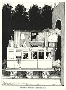 Ilustracja do Ribaldry na kolei autorstwa W. Heatha Robinsona (lito) autorstwa William Heath Robinson