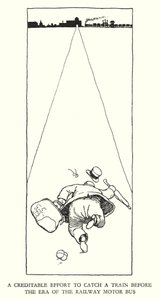 Ilustracja do Ribaldry na kolei autorstwa W. Heatha Robinsona (lito) autorstwa William Heath Robinson