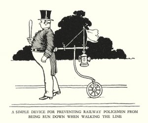 Ilustracja do Ribaldry na kolei autorstwa W. Heatha Robinsona (lito) autorstwa William Heath Robinson