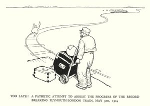 Ilustracja do Ribaldry na kolei autorstwa W. Heatha Robinsona (lito) autorstwa William Heath Robinson