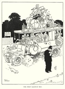 Ilustracja do Ribaldry na kolei autorstwa W. Heatha Robinsona (lito) autorstwa William Heath Robinson
