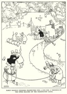 Ilustracja do Ribaldry na kolei autorstwa W. Heatha Robinsona (lito) autorstwa William Heath Robinson