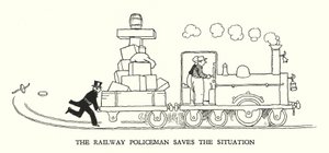 Ilustracja do Ribaldry na kolei autorstwa W. Heatha Robinsona (lito) autorstwa William Heath Robinson