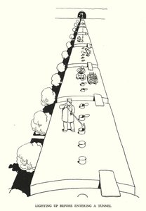 Ilustracja do Ribaldry na kolei autorstwa W. Heatha Robinsona (lito) autorstwa William Heath Robinson