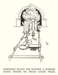 Ilustracja do Ribaldry na kolei autorstwa W. Heatha Robinsona (lito) autorstwa William Heath Robinson