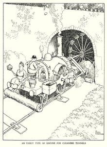 Ilustracja do Ribaldry na kolei autorstwa W. Heatha Robinsona (lito) autorstwa William Heath Robinson