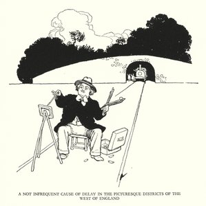 Ilustracja do Ribaldry na kolei autorstwa W. Heatha Robinsona (lito) autorstwa William Heath Robinson