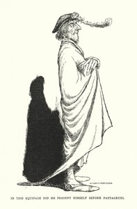 W tym ekwipunku stawił się przed Pantagruelem (lito) autorstwa William Heath Robinson