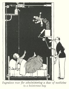 Genialny podstęp do podania dawki lekarstwa niesfornemu chłopcu (lito) autorstwa William Heath Robinson