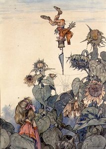 „Czy to nie cudowne!”, ilustracja do „Grafiki” czerwiec 1910 (akwarela) autorstwa William Heath Robinson