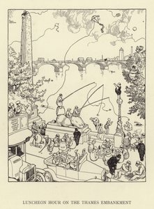 Godzina lunchu na nabrzeżu Tamizy autorstwa William Heath Robinson