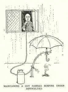 Utrzymanie ogniska Guya Fawkesa w obliczu trudności (lito) autorstwa William Heath Robinson