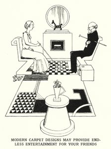 Nowoczesne wzory dywanów mogą zapewnić niekończącą się rozrywkę dla Twoich przyjaciół (litografia) autorstwa William Heath Robinson