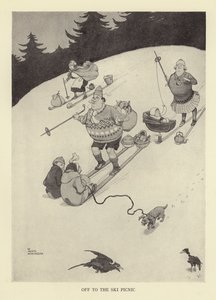 Wyjazd na piknik narciarski autorstwa William Heath Robinson