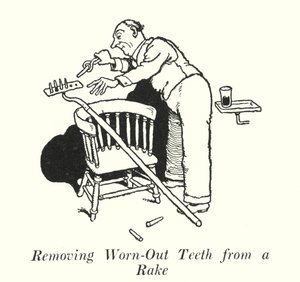 Usuwanie zużytych zębów z grabi (lito) autorstwa William Heath Robinson