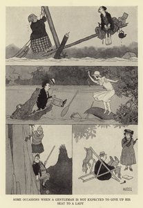 Niektóre sytuacje, w których dżentelmen nie powinien ustępować miejsca damie autorstwa William Heath Robinson