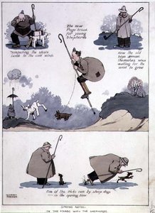 Wiosenne nuty - W miodach z pasterzami (akwarela) autorstwa William Heath Robinson