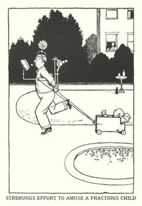 Wysiłek, by rozbawić krnąbrne dziecko (lito) autorstwa William Heath Robinson