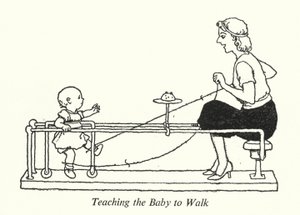 Uczenie dziecka chodzenia (lito) autorstwa William Heath Robinson