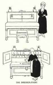 Komoda-fortepian (lito) autorstwa William Heath Robinson