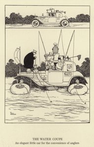 Water Coupe, elegancki mały samochód dla wygody wędkarzy autorstwa William Heath Robinson