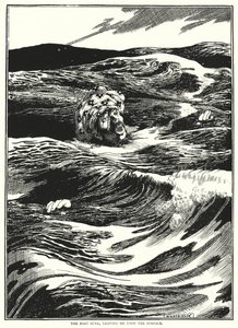 Łódź zatonęła, pozostawiając mnie na powierzchni (rycina) autorstwa William Heath Robinson