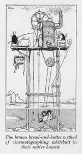 Metoda „brązowego chleba z masłem” kręcenia białej przynęty w ich rodzimych siedliskach (lito) autorstwa William Heath Robinson