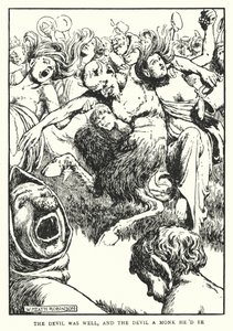 Diabeł miał się dobrze, a diabeł byłby mnichem (lito) autorstwa William Heath Robinson