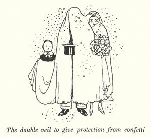 Podwójna zasłona chroniąca przed konfetti (litho) autorstwa William Heath Robinson