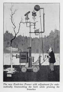 Nowy sekator do drzew owocowych z regulacją do automatycznego wapnowania kory podczas przycinania gałęzi (litowo) autorstwa William Heath Robinson